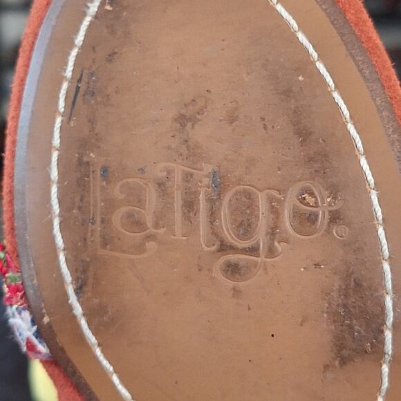 Latigo Shoes Women's 6M Embroidered Flats Suede Bohemian BohoChic Southwestern - Picture 8 of 10